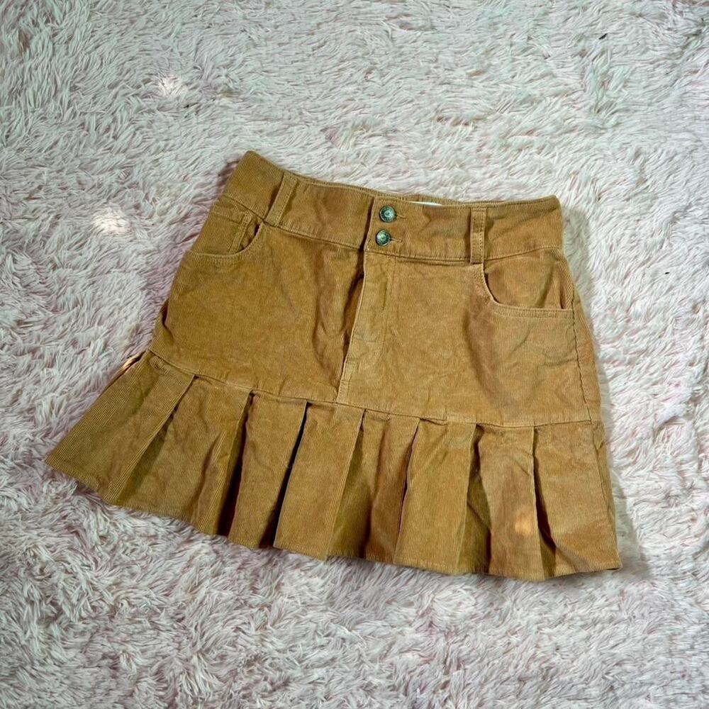 Hollister 2000s Corduroy Pleated Preppy Y2K Nostalgic Grunge Indie Mini Skirt